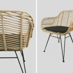 Alice's Garden 2 Fauteuils En Rotin Naturel Et Métal, Coussins Noir 4 Alice's Garden 2 Fauteuils En Rotin Naturel Et Métal, Coussins Noir -Magasin De Chaises 2 fauteuils en rotin naturel et metal coussins noir 4