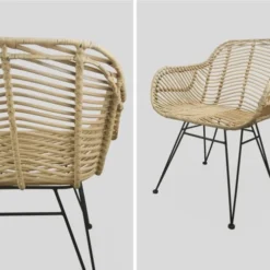 Alice's Garden 2 Fauteuils En Rotin Naturel Et Métal, Coussins Noir 5 Alice's Garden 2 Fauteuils En Rotin Naturel Et Métal, Coussins Noir -Magasin De Chaises 2 fauteuils en rotin naturel et metal coussins noir 5