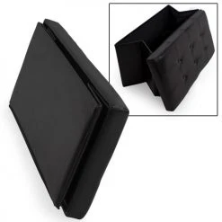 Tectake Poufs Banc Coffre De Rangement Pliable Grand Aspect Cuir 80x40x40cm Noir -Magasin De Chaises banc coffre de rangement pliable grand aspect cuir 80x40x40cm noir 5