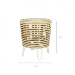 Pirouette Paris Poufs Bout De Canapé En Rotin Et Pieds En Métal Blanc -Magasin De Chaises bout de canape en rotin et pieds en metal blanc 3