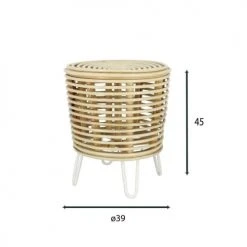 Pirouette Paris Poufs Bout De Canapé En Rotin Et Pieds En Métal Blanc -Magasin De Chaises bout de canape en rotin et pieds en metal blanc 5