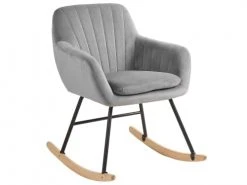 Beliani Fauteuils Chaise à Bascule En Velours Gris