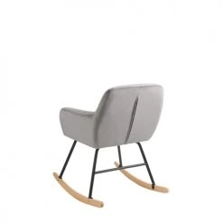 Beliani Fauteuils Chaise à Bascule En Velours Gris -Magasin De Chaises chaise a bascule en velours gris 3