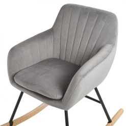 Beliani Fauteuils Chaise à Bascule En Velours Gris -Magasin De Chaises chaise a bascule en velours gris 4