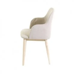 Zago Fauteuils Chaise Accoudoirs Tissu Beige Et Pieds Plaqué Chêne -Magasin De Chaises chaise accoudoirs tissu beige et pieds plaque chene 2