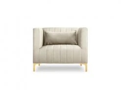 Micadoni Home Fauteuils Fauteuil 1 Place En Velours Beige -Magasin De Chaises fauteuil 1 place en velours beige 4