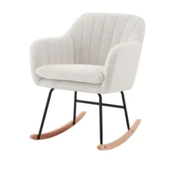 Baita Fauteuils Fauteuil Ă Bascule En Tissu 1 Place Blanc