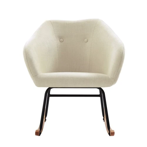 Fauteuil à bascule en tissu 1 place crème Baita Fauteuils Fauteuil à Bascule En Tissu 1 Place Crème -Magasin De Chaises fauteuil a bascule en tissu 1 place creme 2