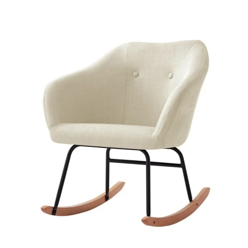 Fauteuil à bascule en tissu 1 place crème Baita Fauteuils Fauteuil à Bascule En Tissu 1 Place Crème -Magasin De Chaises fauteuil a bascule en tissu 1 place creme