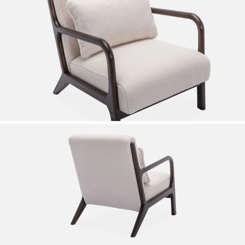 Fauteuil à bouclettes , pieds bois d'hévéa teinté wengé Alice's Garden Fauteuils Fauteuil à Bouclettes , Pieds Bois D'hévéa Teinté Wengé -Magasin De Chaises fauteuil a bouclettes pieds bois d hevea teinte wenge 4