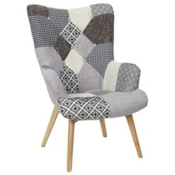 The Home Deco Factory Fauteuils Fauteuil Design Coloré Patchwork -Magasin De Chaises fauteuil assise en tissu patchwork