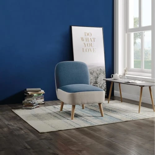 Fauteuil assise polyester bleu pieds bois ATHM DESIGN Fauteuils Fauteuil Assise Polyester Bleu Pieds Bois -Magasin De Chaises fauteuil assise polyester bleu pieds bois 3