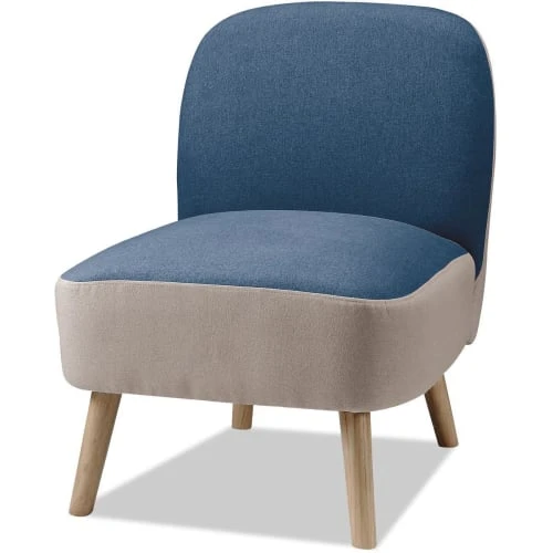 Fauteuil assise polyester bleu pieds bois ATHM DESIGN Fauteuils Fauteuil Assise Polyester Bleu Pieds Bois -Magasin De Chaises fauteuil assise polyester bleu pieds bois