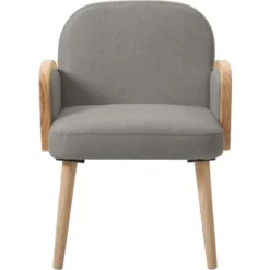 ATHM DESIGN Fauteuils Fauteuil Assise Polyester Gris Pieds Bois 2 ATHM DESIGN Fauteuils Fauteuil Assise Polyester Gris Pieds Bois -Magasin De Chaises fauteuil assise polyester gris pieds bois 2