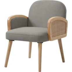 ATHM DESIGN Fauteuils Fauteuil Assise Polyester Gris Pieds Bois 5 ATHM DESIGN Fauteuils Fauteuil Assise Polyester Gris Pieds Bois -Magasin De Chaises fauteuil assise polyester gris pieds bois 5