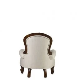 MOYCOR Fauteuils Fauteuil Baby En Bois D'acajou Marron Et Polyester Blanc -Magasin De Chaises fauteuil baby en bois d acajou marron et polyester blanc 2