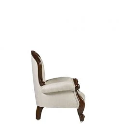MOYCOR Fauteuils Fauteuil Baby En Bois D'acajou Marron Et Polyester Blanc -Magasin De Chaises fauteuil baby en bois d acajou marron et polyester blanc 3