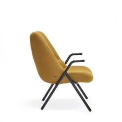 TEULAT Fauteuils Fauteuil Bas Rembourré En Moutarde Et Pied En Métal -Magasin De Chaises fauteuil bas rembourre en moutarde et pied en metal 4