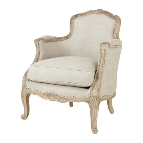 Fauteuil bergère en lin pieds en manguier blanchi Maisons Du Monde Fauteuils Fauteuil Bergère En Lin Pieds En Manguier Blanchi -Magasin De Chaises fauteuil bergere en lin pieds en manguier blanchi 1000 10 33 130536 1