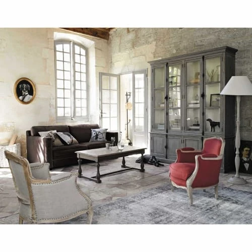 Fauteuil bergère en lin pieds en manguier blanchi Maisons Du Monde Fauteuils Fauteuil Bergère En Lin Pieds En Manguier Blanchi -Magasin De Chaises fauteuil bergere en lin pieds en manguier blanchi 1000 10 33 130536 5