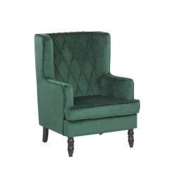 Beliani Fauteuils Fauteuil Bergère En Velours Vert Avec Repose-pieds Assorti -Magasin De Chaises fauteuil bergere en velours vert avec repose pieds assorti 2