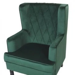 Beliani Fauteuils Fauteuil Bergère En Velours Vert Avec Repose-pieds Assorti -Magasin De Chaises fauteuil bergere en velours vert avec repose pieds assorti 5