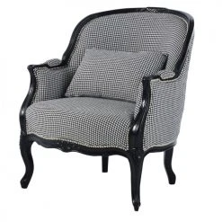 Maisons Du Monde Fauteuils Fauteuil Bergère Imprimé Pied De Poule Noir Et Blanc