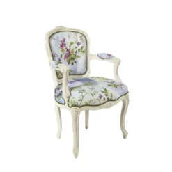 Robin Des Bois Fauteuils Fauteuil Cabriolet Patine Ivoire Et Tissu Lin Fleuri