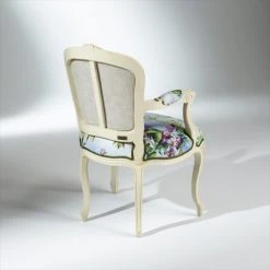 Robin Des Bois Fauteuils Fauteuil Cabriolet Patine Ivoire Et Tissu Lin Fleuri -Magasin De Chaises fauteuil cabriolet patine ivoire et tissu lin fleuri 4