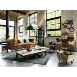 Maisons Du Monde Fauteuils Fauteuil Capitonné à Roulettes En Cuir Marron -Magasin De Chaises fauteuil capitonne a roulettes en cuir marron 1000 8 34 133407 7