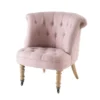 Maisons Du Monde Fauteuils Fauteuil Capitonné En Lin Lavé Rose Poudré