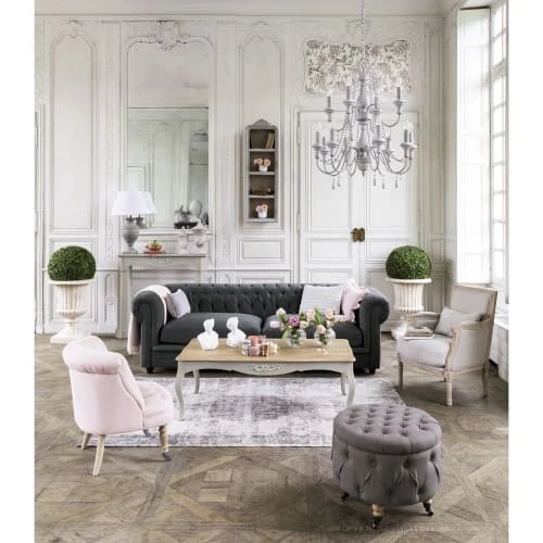 Fauteuil capitonné en lin lavé rose poudré Maisons Du Monde Fauteuils Fauteuil Capitonné En Lin Lavé Rose Poudré -Magasin De Chaises fauteuil capitonne en lin lave rose poudre 1000 15 33 175472 5