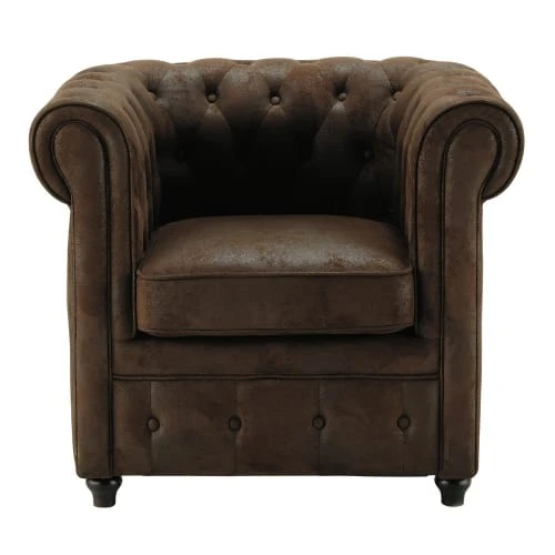 Fauteuil capitonné en suédine marron Maisons Du Monde Fauteuils Fauteuil Capitonné En Suédine Marron -Magasin De Chaises fauteuil capitonne en suedine marron 1000 10 4 147604 1