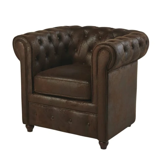 Fauteuil capitonné en suédine marron Maisons Du Monde Fauteuils Fauteuil Capitonné En Suédine Marron -Magasin De Chaises fauteuil capitonne en suedine marron 1000 10 4 147604 2