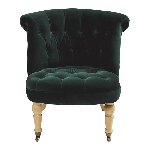 Fauteuil capitonné en velours vert Maisons Du Monde Fauteuils Fauteuil Capitonné En Velours Vert -Magasin De Chaises fauteuil capitonne en velours vert 1000 5 5 225833 1