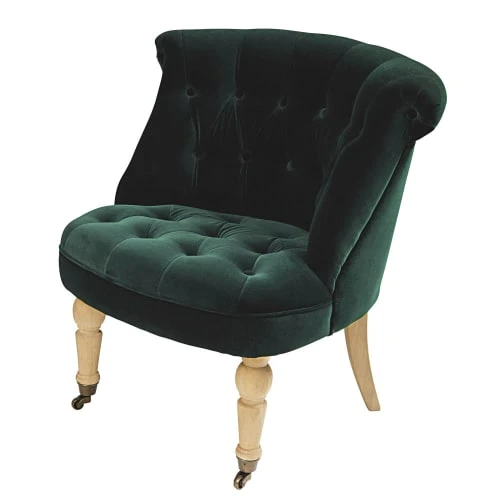 Fauteuil capitonné en velours vert Maisons Du Monde Fauteuils Fauteuil Capitonné En Velours Vert -Magasin De Chaises fauteuil capitonne en velours vert 1000 5 5 225833 2