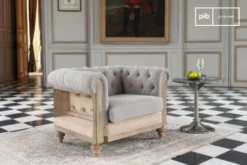 PIB Fauteuils Fauteuil Chesterfield En Lin Gris -Magasin De Chaises fauteuil chesterfield en lin gris 1
