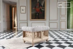 PIB Fauteuils Fauteuil Chesterfield En Lin Gris -Magasin De Chaises fauteuil chesterfield en lin gris 3