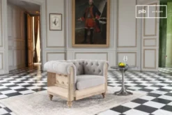 PIB Fauteuils Fauteuil Chesterfield En Lin Gris -Magasin De Chaises fauteuil chesterfield en lin gris 4