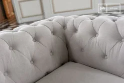 PIB Fauteuils Fauteuil Chesterfield En Lin Gris -Magasin De Chaises fauteuil chesterfield en lin gris 5