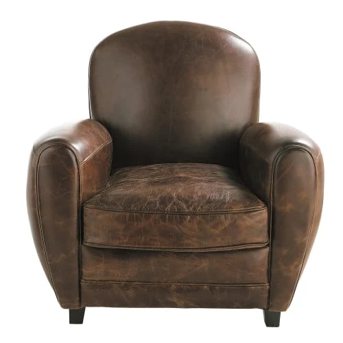 Fauteuil club en cuir marron Maisons Du Monde Fauteuils Fauteuil Club En Cuir Marron -Magasin De Chaises fauteuil club en cuir marron 1000 10 9 50140303 13