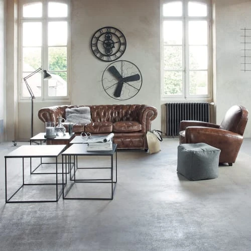 Fauteuil club en cuir marron Maisons Du Monde Fauteuils Fauteuil Club En Cuir Marron -Magasin De Chaises fauteuil club en cuir marron 1000 10 9 50140303 9