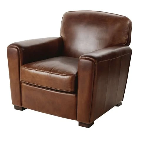 Fauteuil club en cuir marron effet vieilli Maisons Du Monde Fauteuils Fauteuil Club En Cuir Marron Effet Vieilli -Magasin De Chaises fauteuil club en cuir marron effet vieilli 1000 16 24 199120 1