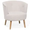 Beliani Fauteuils Fauteuil Club En Tissu Blanc Cassé