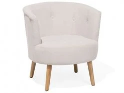 Beliani Fauteuils Fauteuil Club En Tissu Blanc Cassé