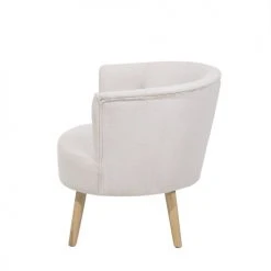Beliani Fauteuils Fauteuil Club En Tissu Blanc Cassé -Magasin De Chaises fauteuil club en tissu blanc casse 3