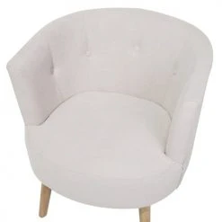 Beliani Fauteuils Fauteuil Club En Tissu Blanc Cassé -Magasin De Chaises fauteuil club en tissu blanc casse 5