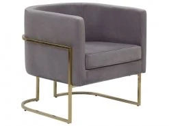 Beliani Fauteuils Fauteuil Club En Velours Gris