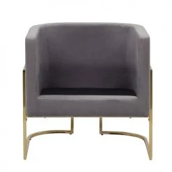 Beliani Fauteuils Fauteuil Club En Velours Gris -Magasin De Chaises fauteuil club en velours gris 4