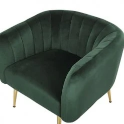 Beliani Fauteuils Fauteuil Club En Velours Vert -Magasin De Chaises fauteuil club en velours vert 4